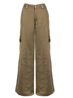 NWT - Astrid Wide Leg Satin Cargo Pants - SzS